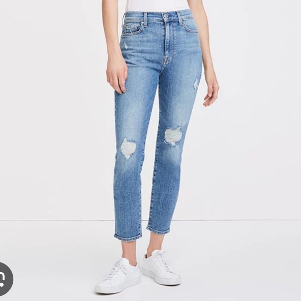 7 For All Mankind Luxe Vintage The High Waist Ankle Skinny Jeans SZ 27